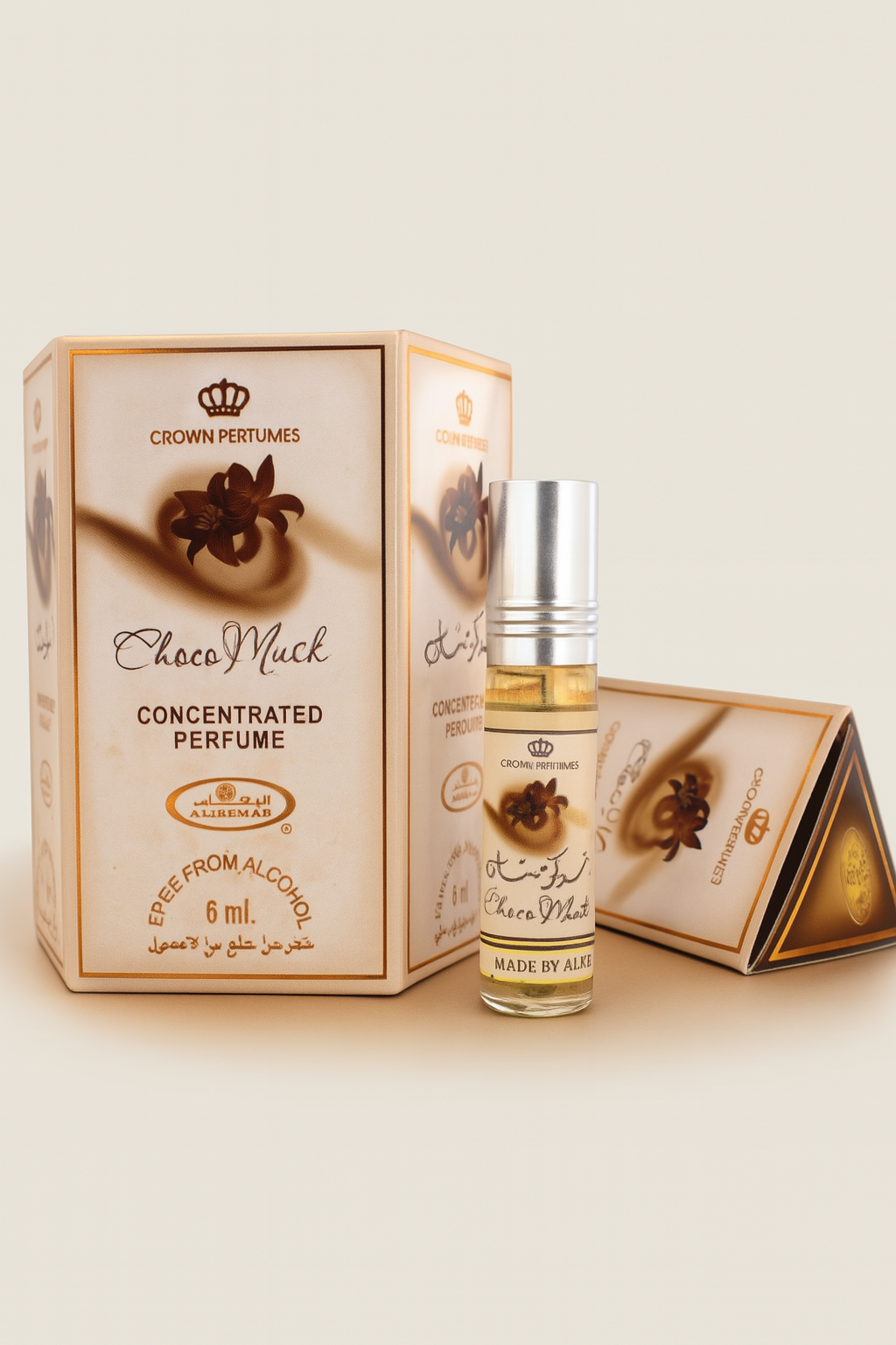 Al Rehab Choco Musk Concentrated Perfume Roll-On 6ml x 6 Pcs – Long Lasting Alcohol-Free Attar with Chocolate & Vanilla Notes