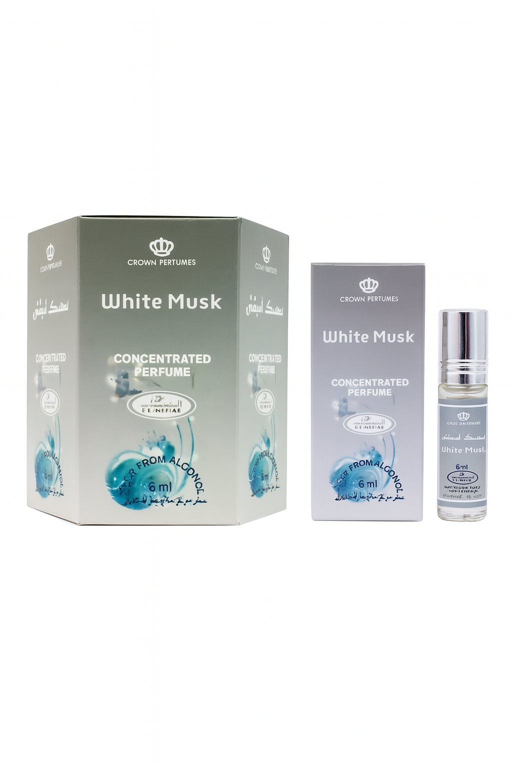 White Musk Concentrated Perfume Roll-On 6ml x 6 Pcs – Long Lasting Alcohol-Free Attar for Men & Women