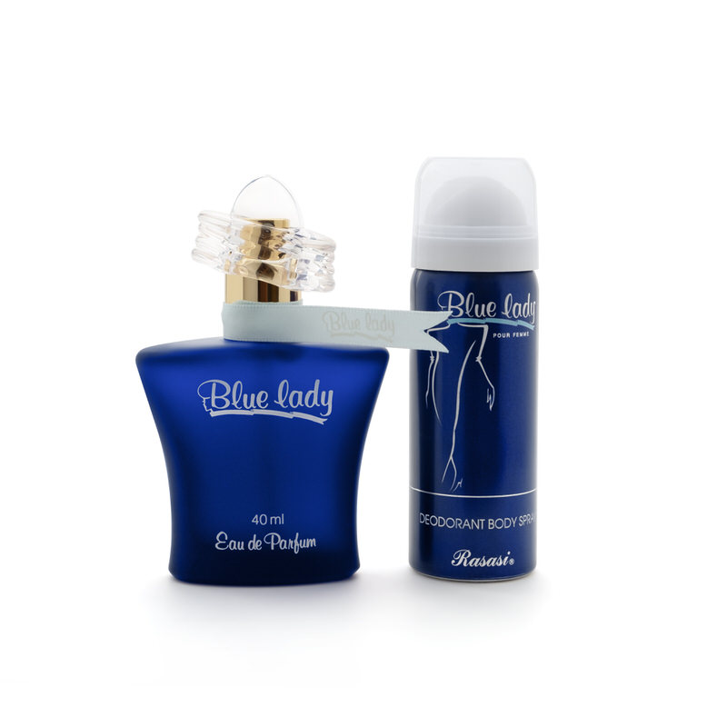 Rasasi Blue Lady EDP 40ml + Free Deo Spray 50ml – Elegant Women’s Fragrance Gift Set
